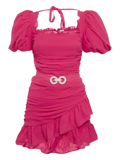 Pre-owned Mergim Magda Ruched Dress In Pink
