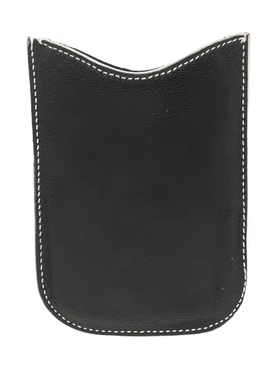 Pre-owned Saint Laurent Ysl-embroidered Phone Case In Black