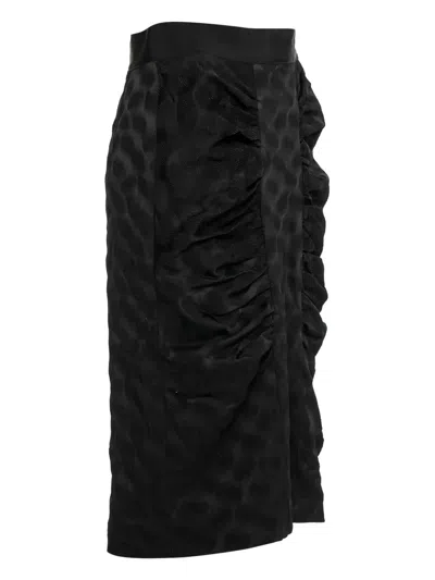 Pre-owned Dolce & Gabbana Draped Patterned Midi Skirt In Black