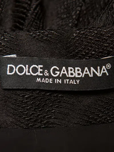 Pre-owned Dolce & Gabbana Draped Patterned Midi Skirt In Black