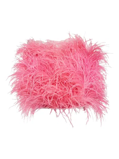Pre-owned Attico Feather Trim Top In Pink