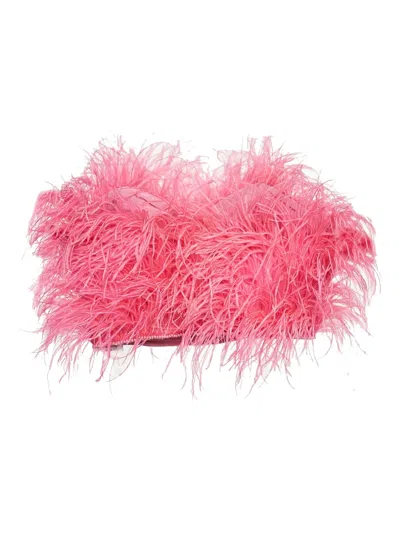 Pre-owned Attico Feather Trim Top In Pink