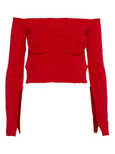 Pre-owned Orseund Iris Underwire Ribbed Top In Red