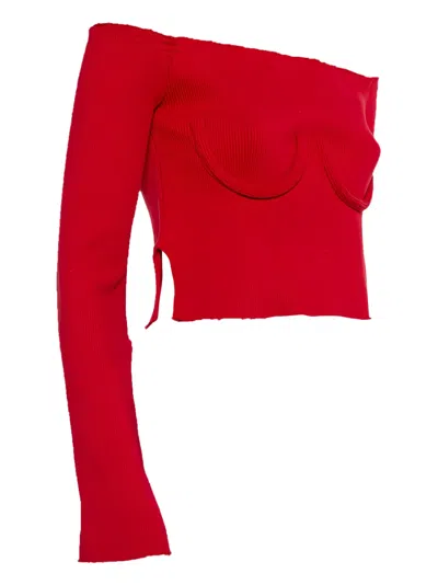 Pre-owned Orseund Iris Underwire Ribbed Top In Red