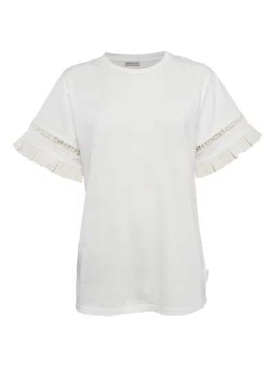 Pre-owned Moncler Pleated Embroidered T-shirt