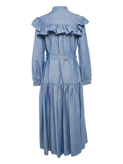 Pre-owned Poca & Poca Pearl-embellished Ruffled Maxi Dress