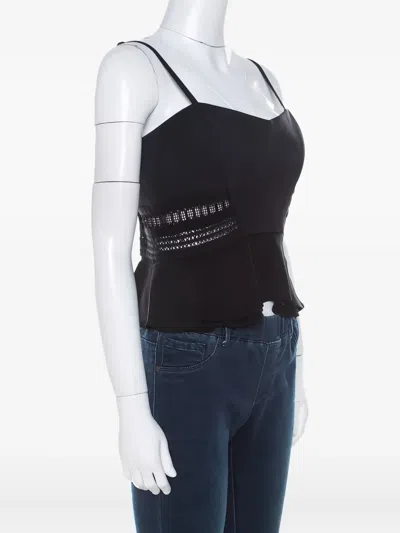 Pre-owned Simkhai Peplum Lace-trim Top In Black