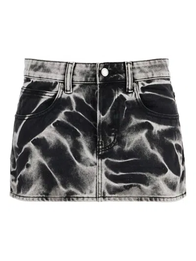 Alexander Wang Acid-wash Denim Mini Skirt In Black