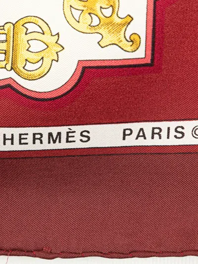 Pre-owned Hermes 20th Century Les Eperons Silk Scarf Scarves In Red