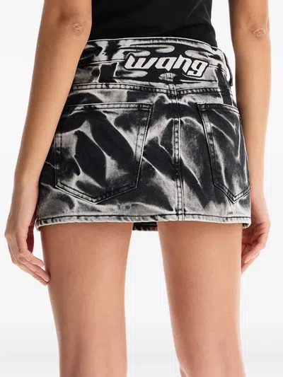 Alexander Wang Acid-wash Denim Mini Skirt In Black