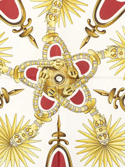 Pre-owned Hermes 20th Century Les Eperons Silk Scarf Scarves In Red