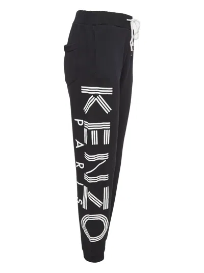 Pre-owned Kenzo Logo-print Cotton Track Pants In Black