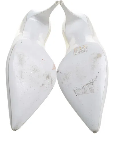 Pre-owned Stella Mccartney 110mm Leather-panel Pumps In White