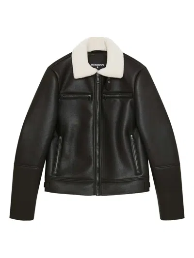 Patrizia Pepe Shearling-collar Jacket In Black