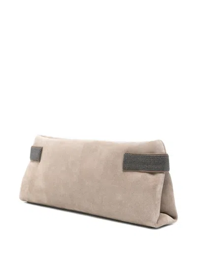 Brunello Cucinelli Monili-chain Suede Clutch Bag