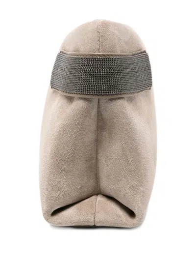 Brunello Cucinelli Monili-chain Suede Clutch Bag