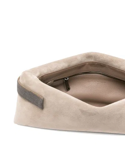 Brunello Cucinelli Monili-chain Suede Clutch Bag