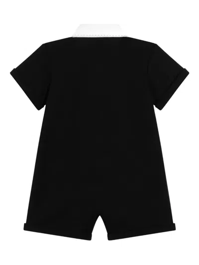 Dolce & Gabbana Short-sleeve Polo Romper In Black