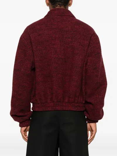 Jil Sander Felted Wool Aviator Bomber Jacket Peach Opal In Red