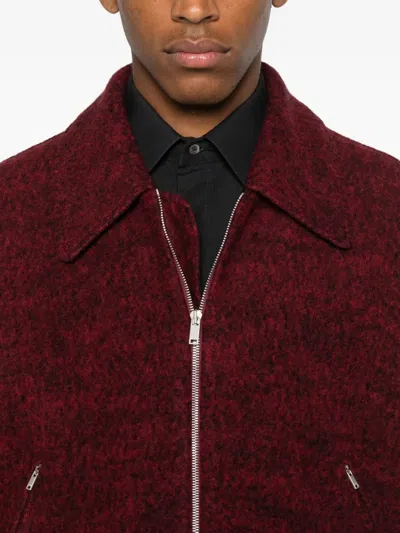 Jil Sander Felted Wool Aviator Bomber Jacket Peach Opal In Red