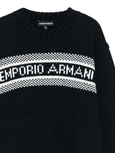 Emporio Armani Logo-intarsia Wool Sweater In Black