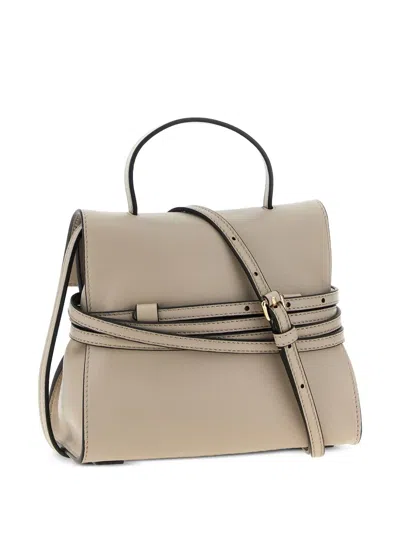 Moschino 'tie Me' Small Handbag In Gray