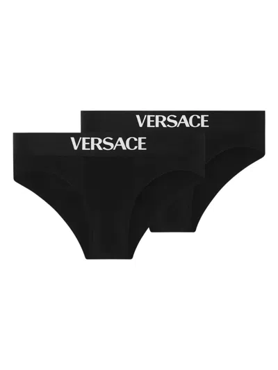Versace Logo-embellished Briefs (pack Of Two)