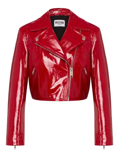 Moschino Jeans Cropped Jacket In Red