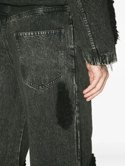 Song For The Mute Frayed-hem Shearling-panel Jeans In Black