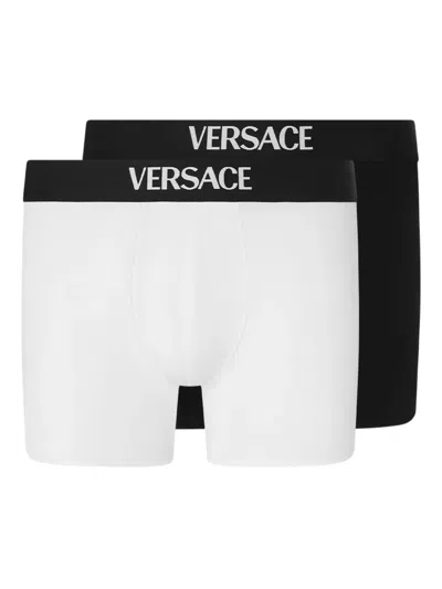 Versace Logo-waistband Boxer (pack Of Two) In Black