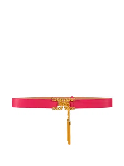 Elisabetta Franchi Chain-buckle Tassel Belt In Pink