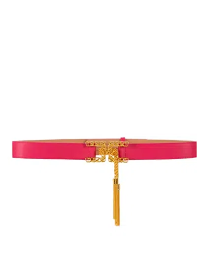 Elisabetta Franchi Chain-buckle Tassel Belt In Pink