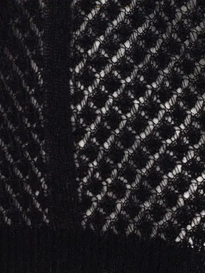 Twinset Open-knit Ruffled-cuff Sweater In Black