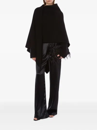 Alberta Ferretti Virgin-wool Blend Poncho In Black