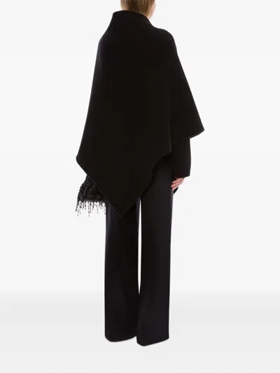 Alberta Ferretti Virgin-wool Blend Poncho In Black