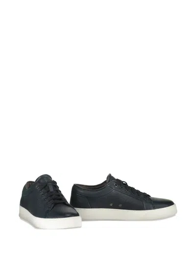 Moorer Grainy Leather Low-top Sneakers In Blue