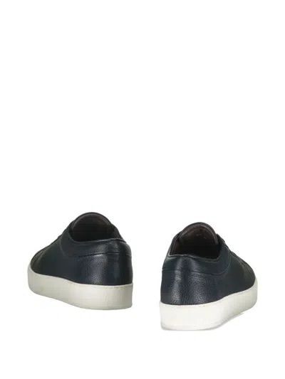 Moorer Grainy Leather Low-top Sneakers In Blue