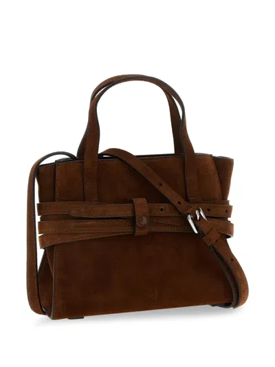 Moschino Small Handbag With Adjustable Strap And Buckle In Brown
