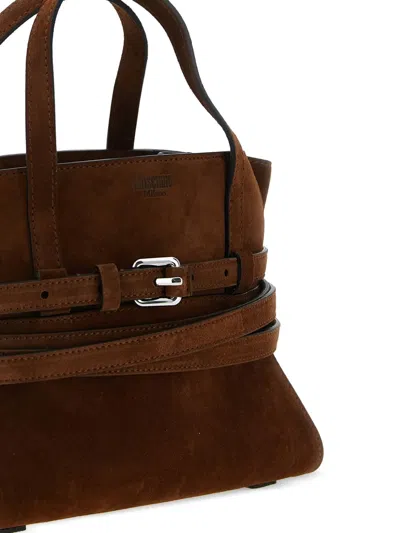 Moschino Small Handbag With Adjustable Strap And Buckle In Brown