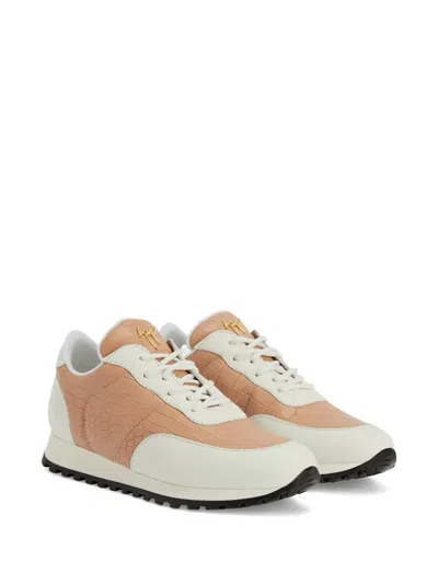 Giuseppe Zanotti Jimi Crocodile-effect Leather Sneakers In Neutral