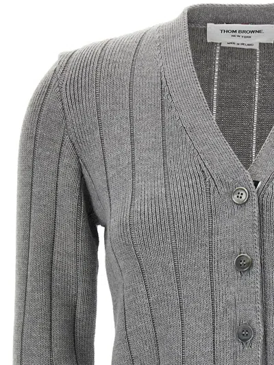 Thom Browne Ladder Full Needle Rib Stitch V Neck Car