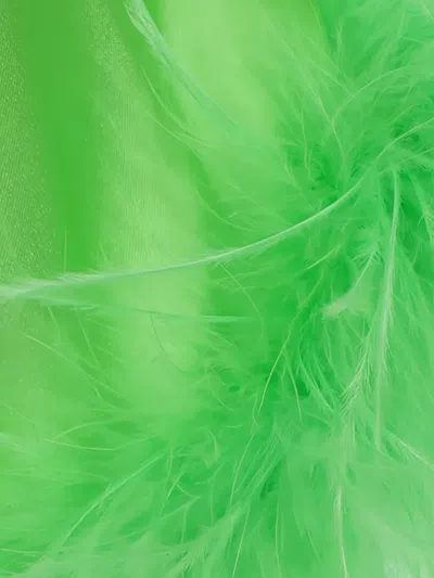 Verguenza Feather-trimmed Knotted Blouse In Green