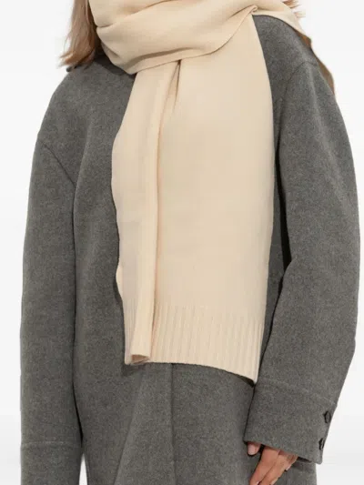 Jil Sander Ribbed-knit Wool Scarf In Neutral