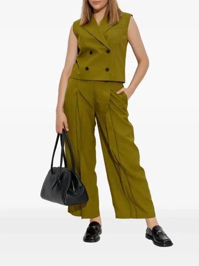 Theory Double-breasted Sleeveless Jacket In Green