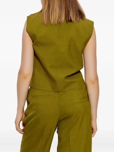 Theory Double-breasted Sleeveless Jacket In Green