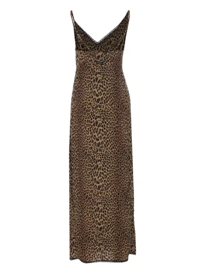 Zadig & Voltaire Lace-trimmed Leopard-print Midi Dress In Brown