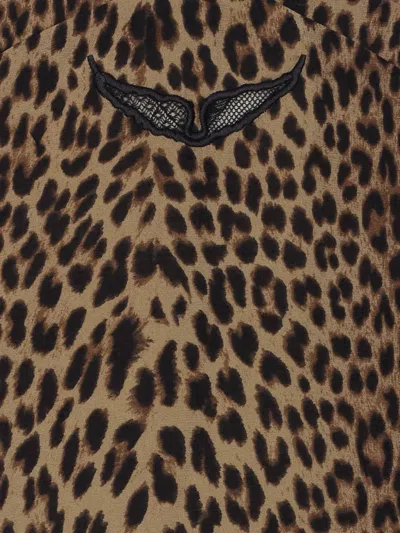 Zadig & Voltaire Lace-trimmed Leopard-print Midi Dress In Brown