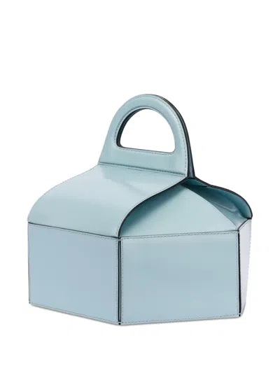 Moschino Cake Box Top Handle Leather Handbag In Blue