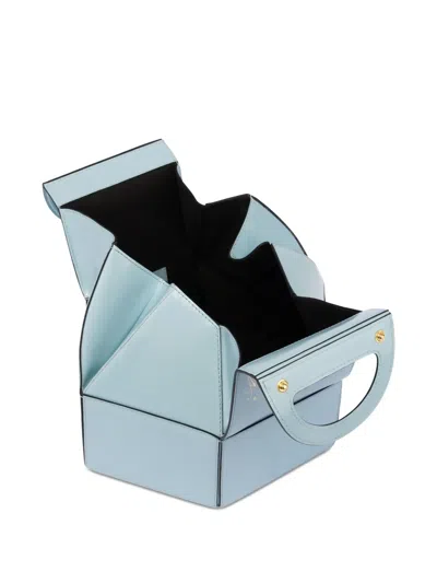 Moschino Cake Box Top Handle Leather Handbag In Blue