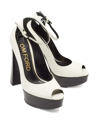 Pre-owned Tom Ford 2024 120mm Padlock-embellished Pumps In White